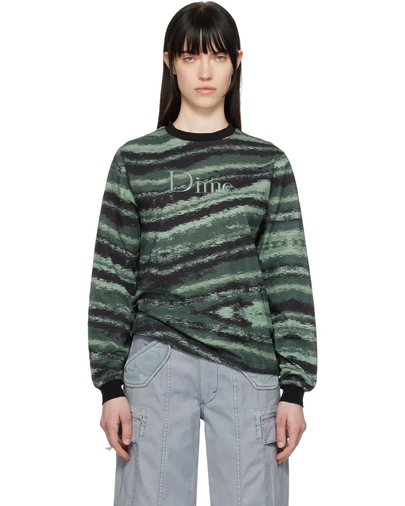 Dime Green & Black Brushstroke Ls T-shirt Hunter
