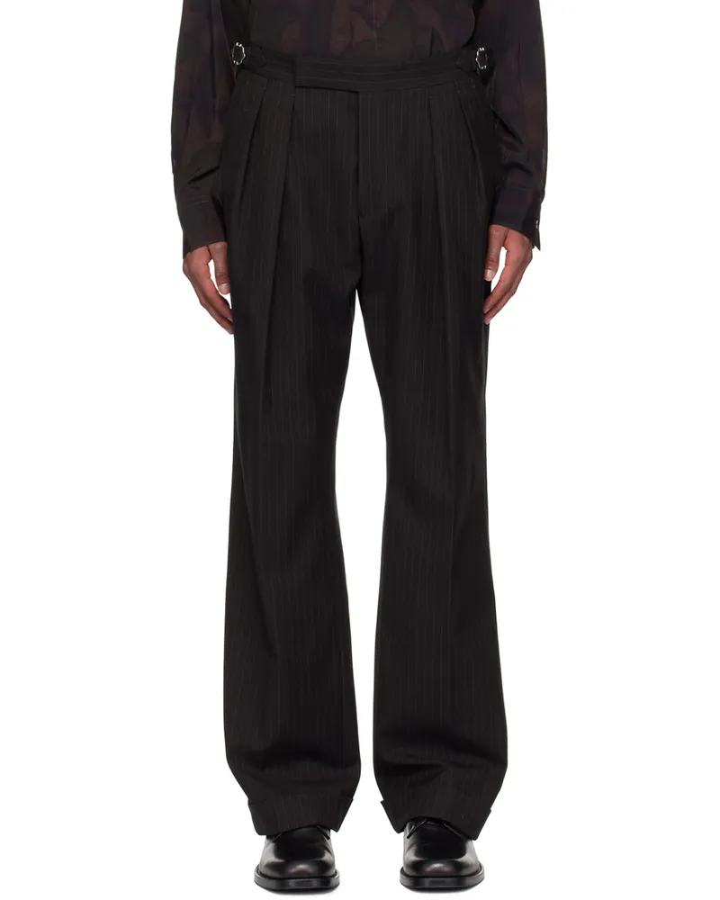 Paul Smith Brown Wool Pinstripe Trousers 69