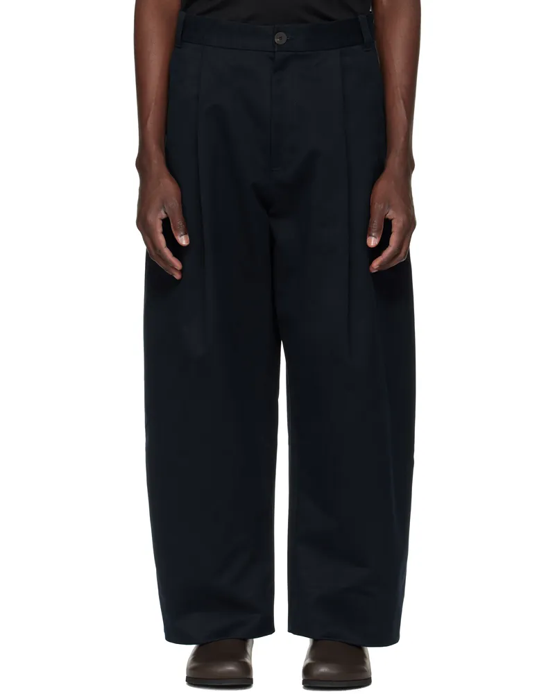 Studio Nicholson Navy Sorte Trousers Dark