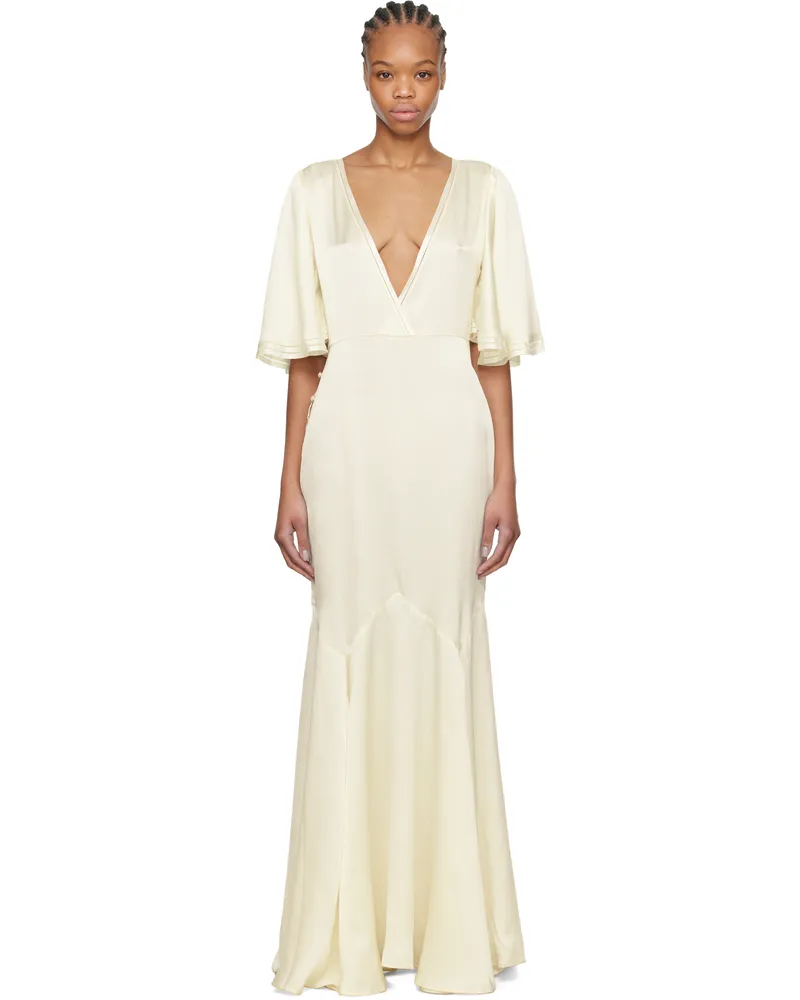 BODE Off-White Satin Claret Maxi Dress White