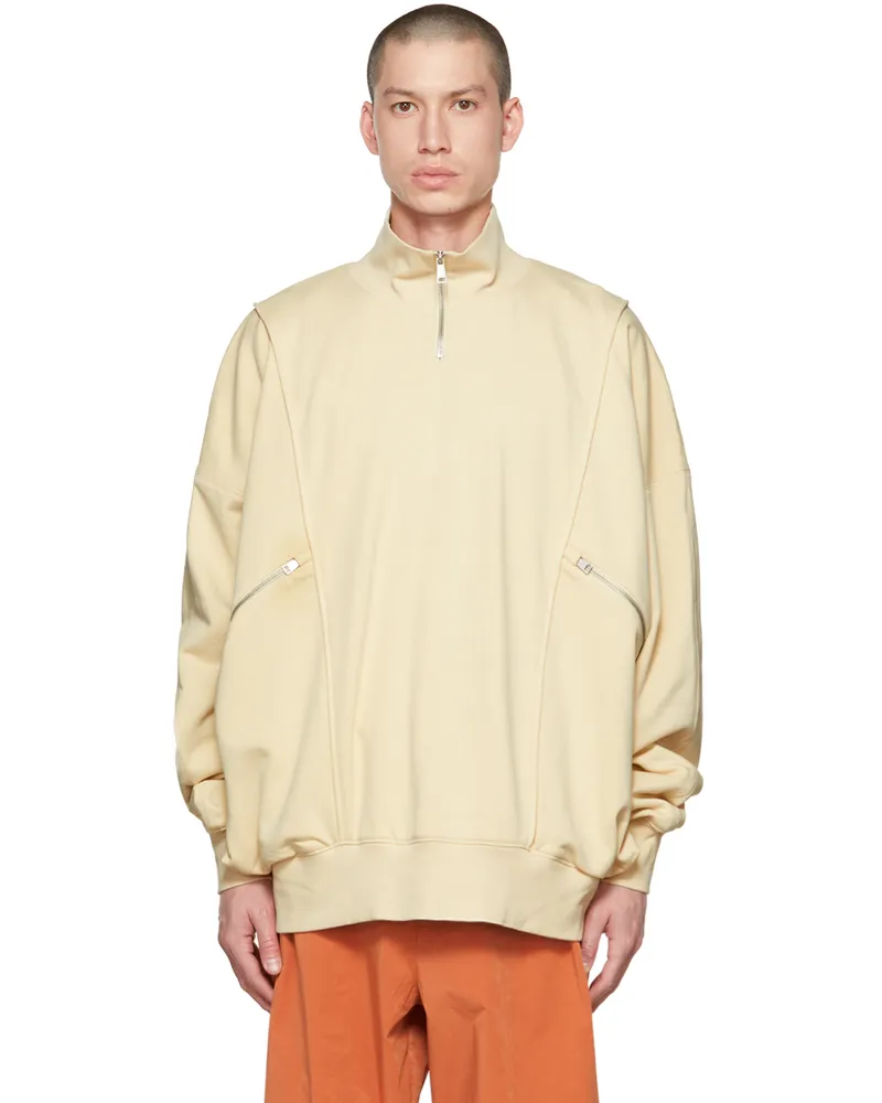 A. A. Spectrum Beige Rossbert Half-Zip Sweatshirt Soy