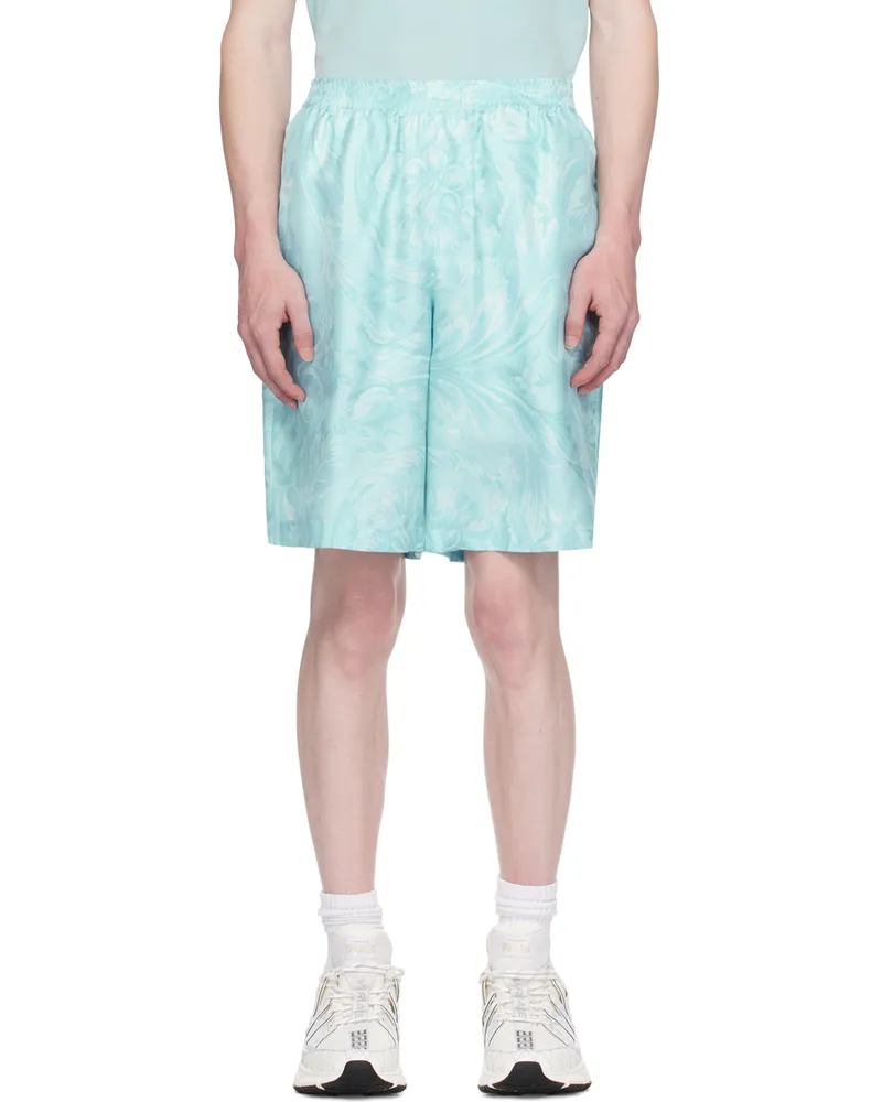 Versace Blue Barocco Shorts 5u940-pale