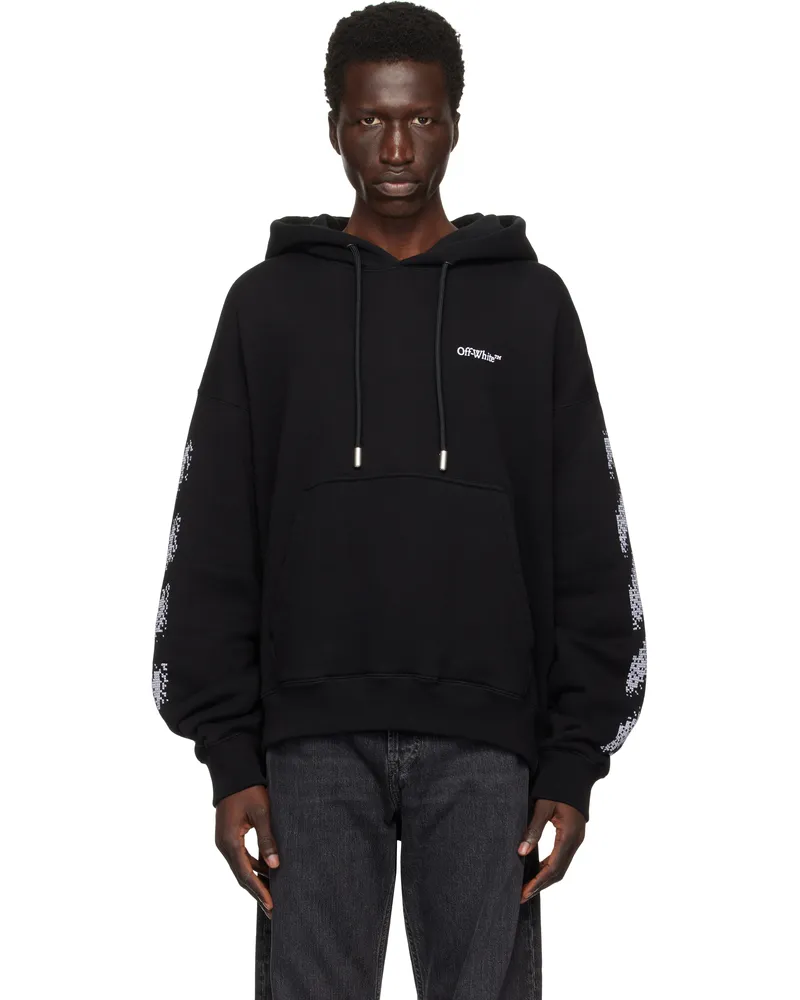 OFF-WHITE Black Pixel Diag Skate Hoodie Black