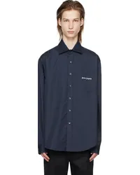 Palm Angels Navy Embroidered Shirt Navy