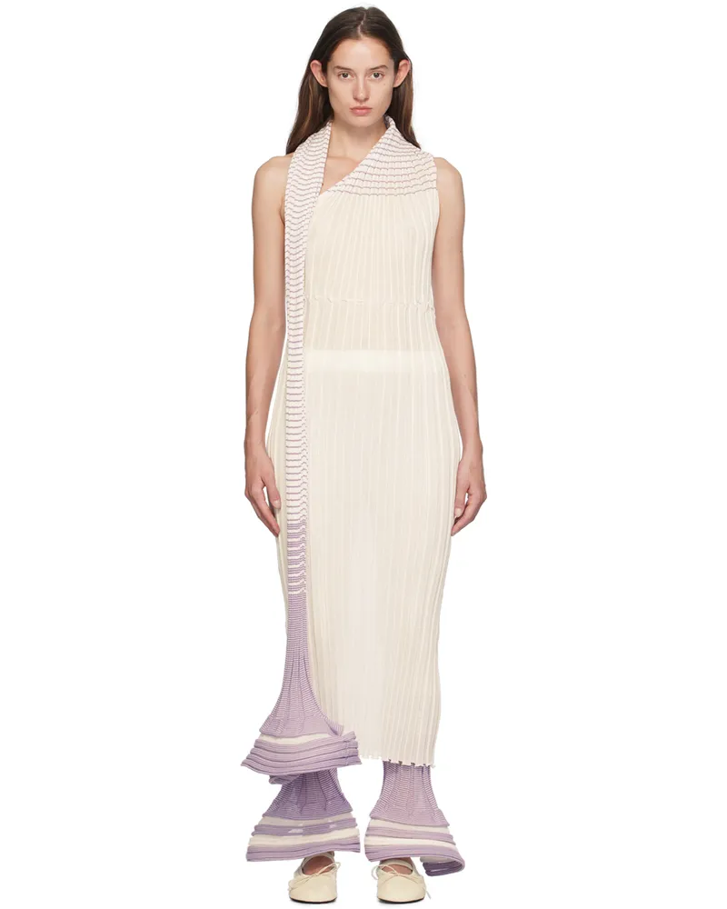 Issey Miyake White & Purple Asagao Maxi Dress 07