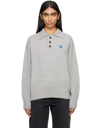 Adererror Gray Significant Tag Long Sleeve Polo Grey