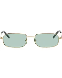 Gucci Gold Rectangular Sunglasses Gold-gold-green