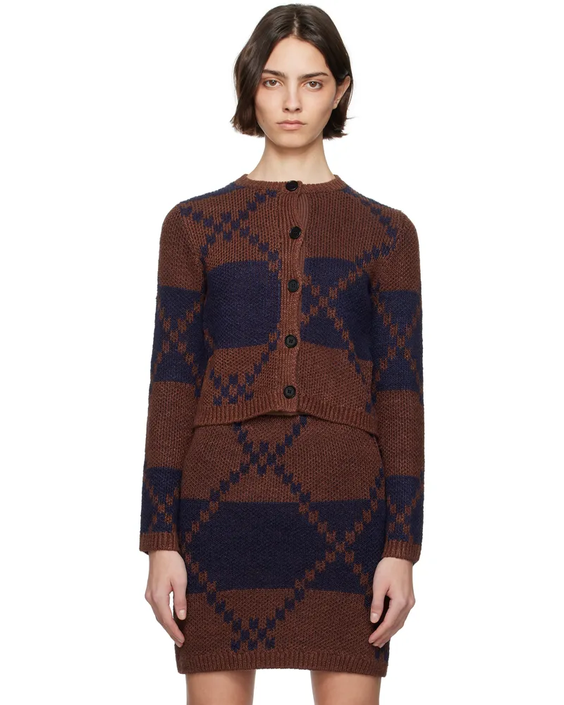 J.W.Anderson Navy & Brown Fairisle Cardigan 234
