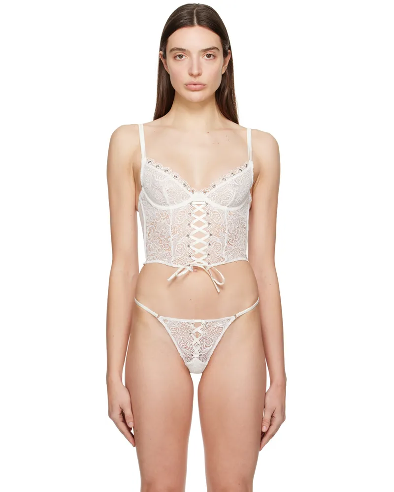 Fleur Du Mal White Lace-Up Corset Ivory