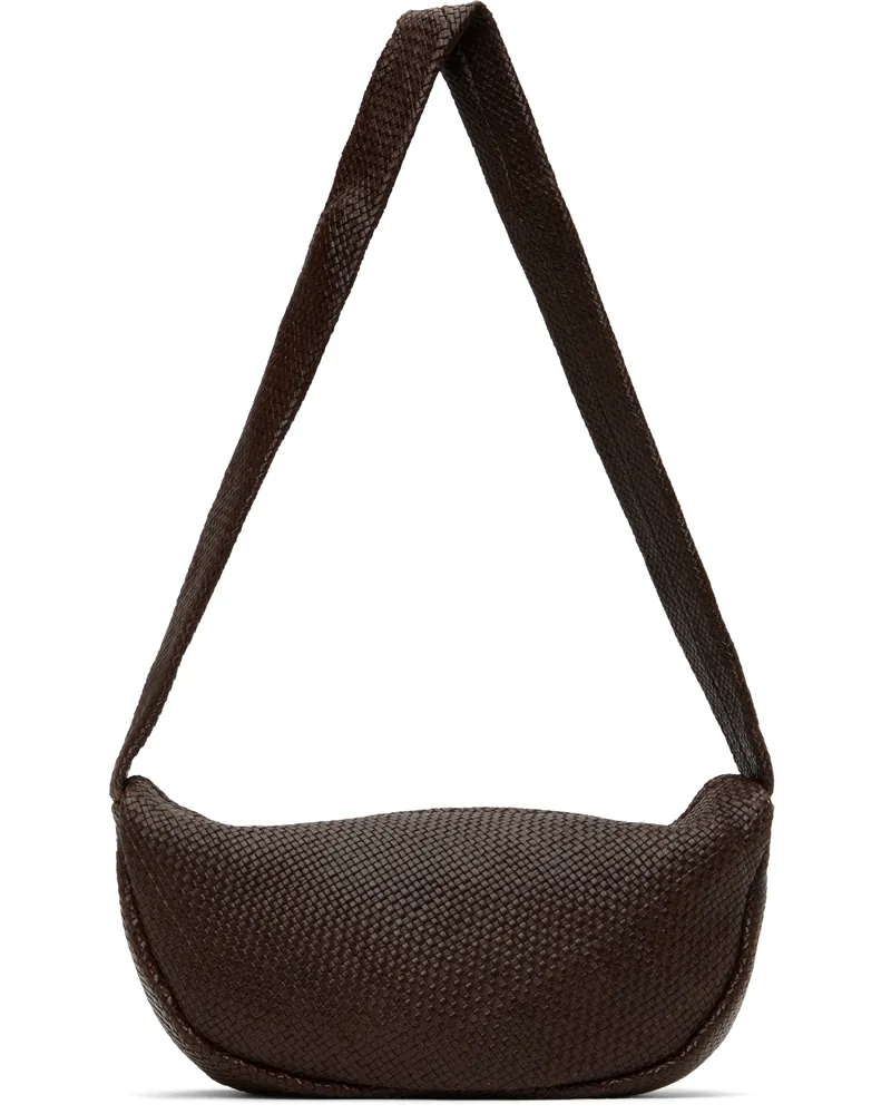 St. Agni Brown Woven Crescent Bag Chocolate