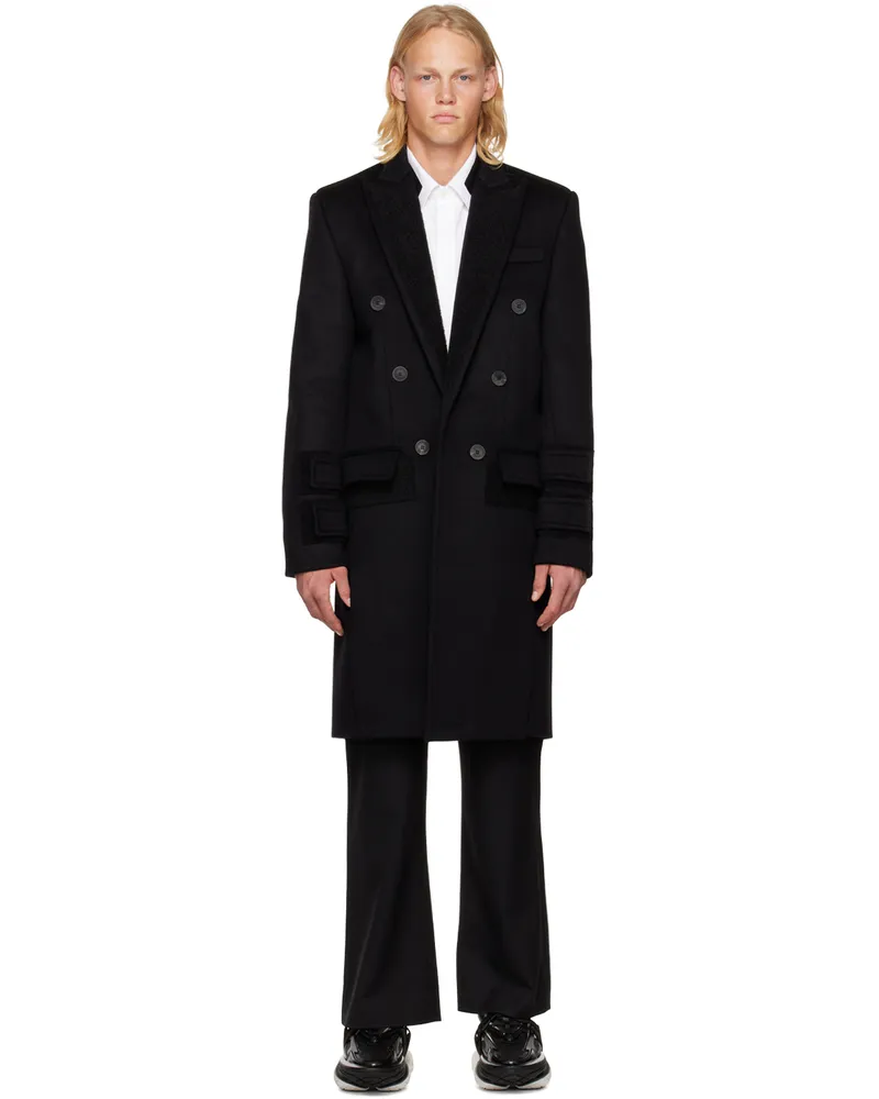 Balmain Black Velcro Strap Coat 0pa