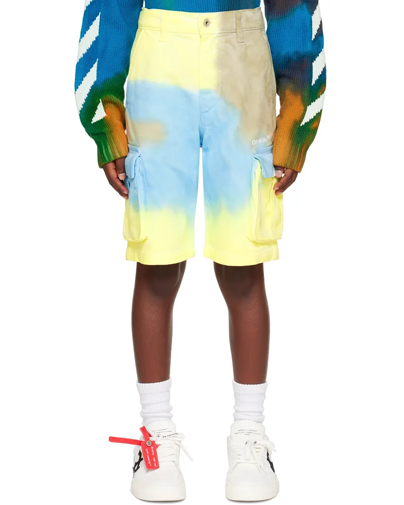 OFF-WHITE Kids Multicolor Tie-Dye Denim Shorts Sprayed