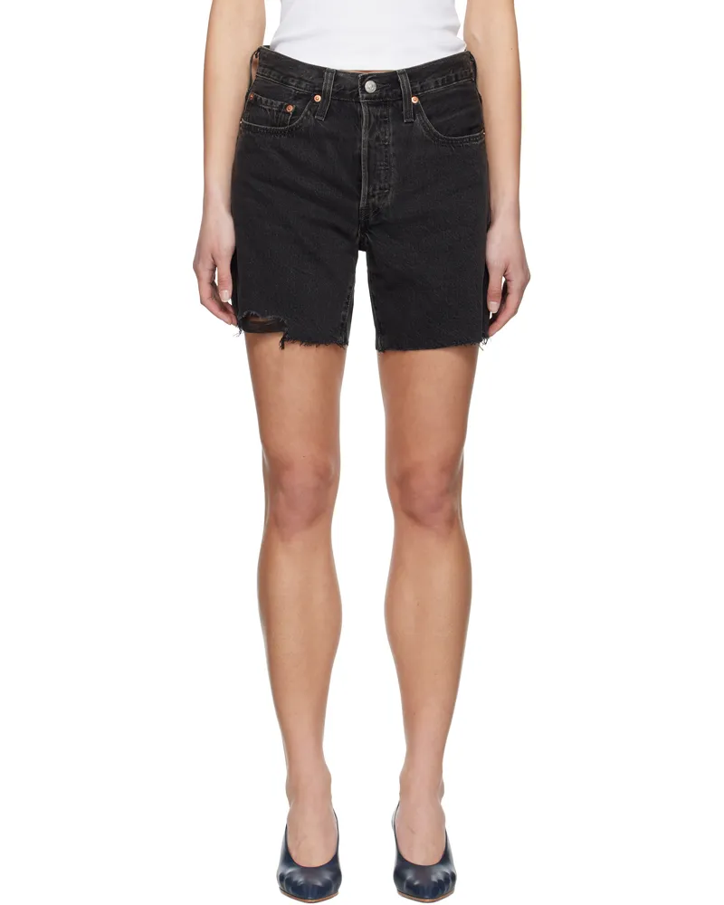 Levi's Black 501 Mid Thigh Denim Shorts Lunar