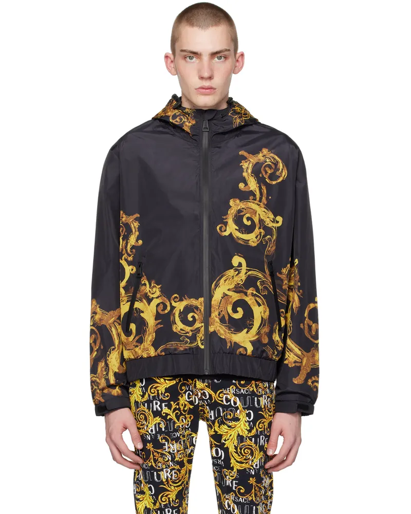 Versace Jeans Black Watercolor Couture Jacket Eg89