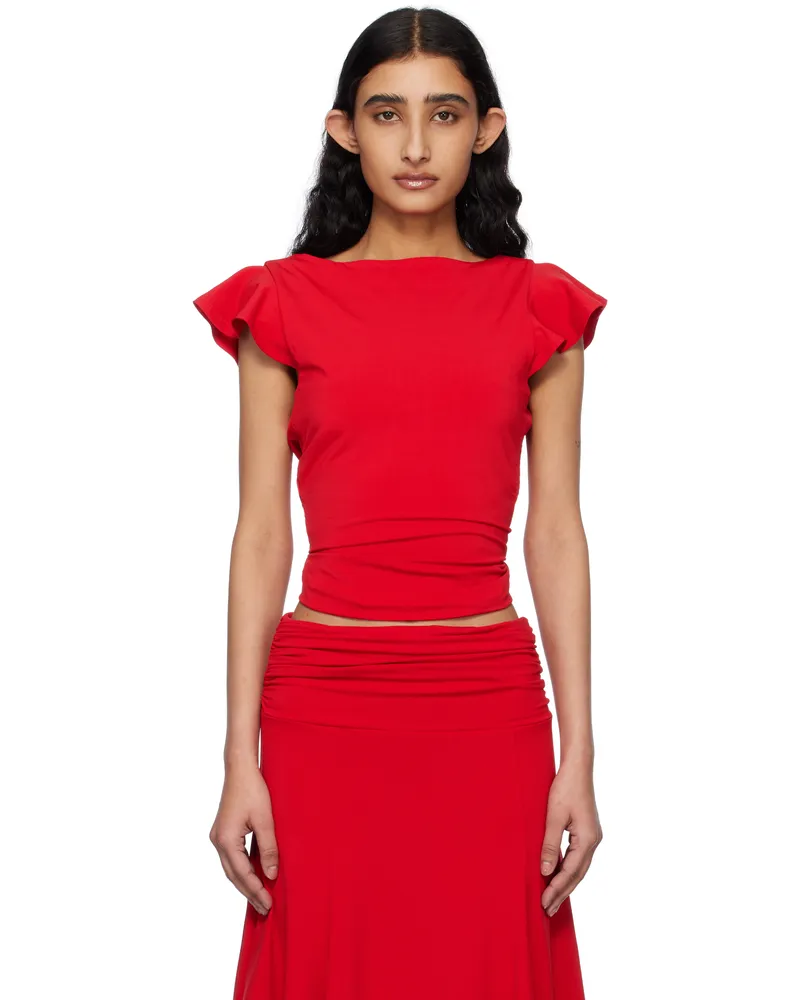 GUIZIO Red Soffiano Top Red