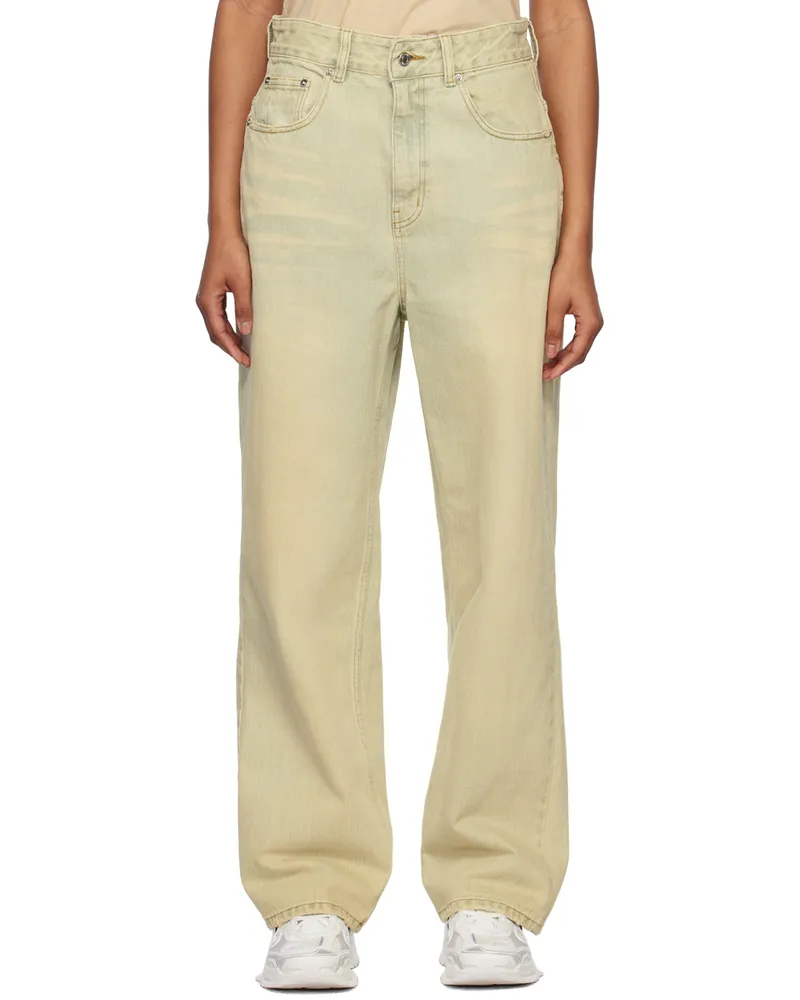 WE 11 DONE Beige Wide-Leg Jeans Beige