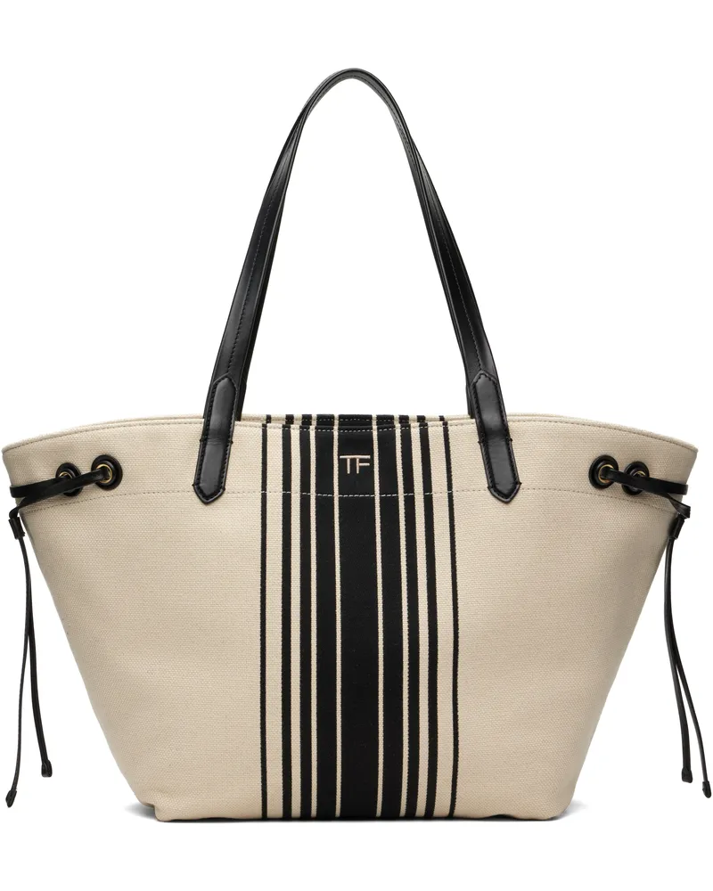 Tom Ford Off-White Striped Jacquard Large Tote 7jn02