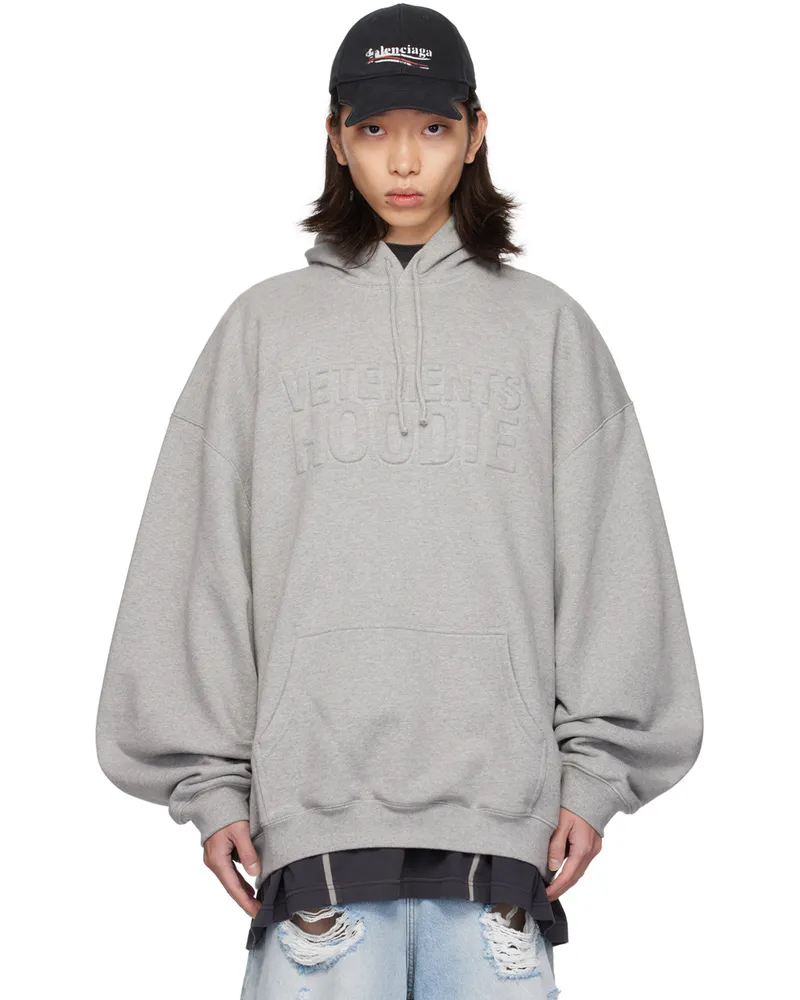 VETEMENTS Gray Illusion Logo Hoodie Grey