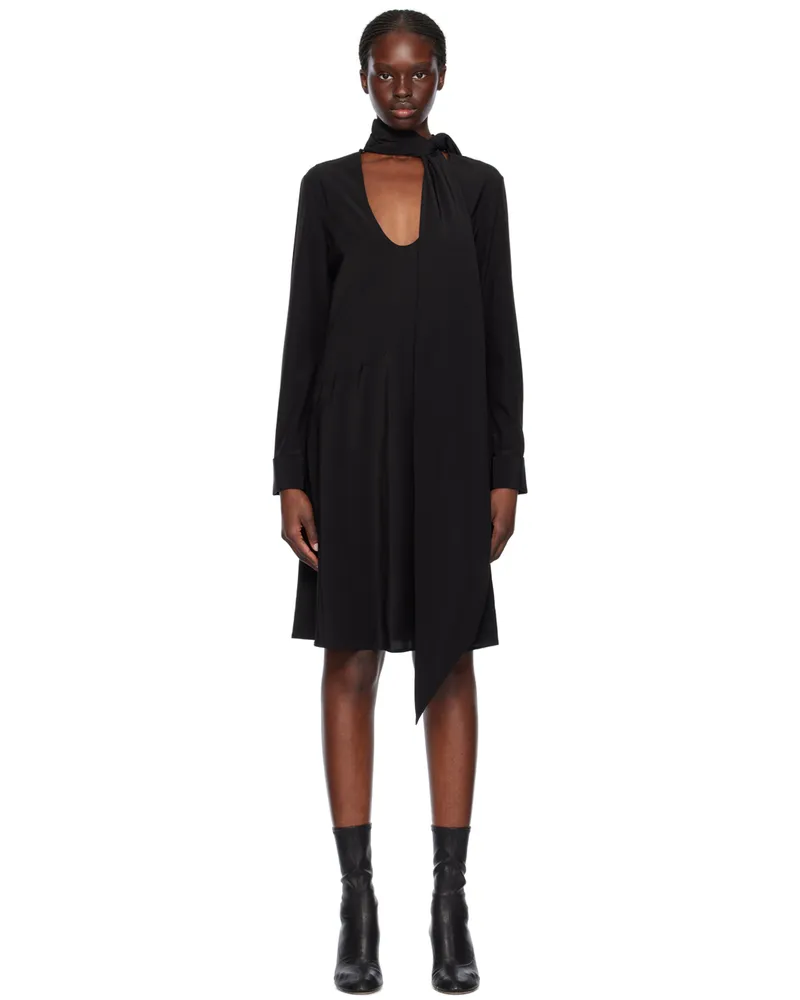 Helmut Lang Black Scarf Midi Dress 001