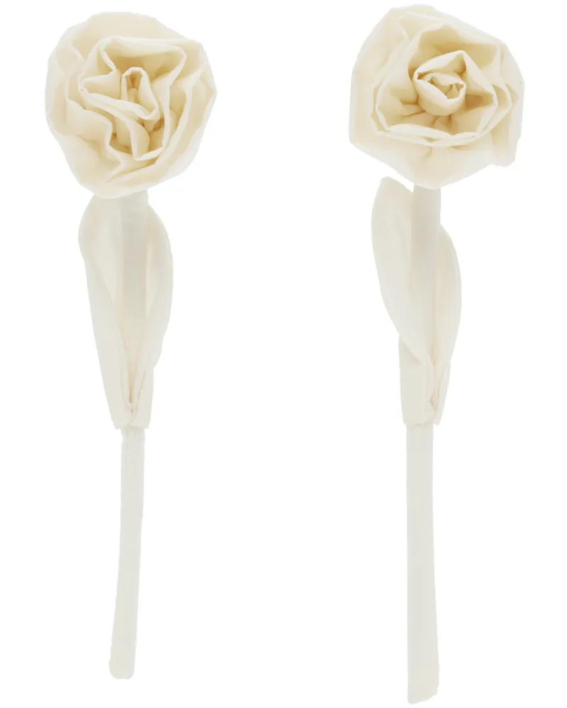 Simone Rocha Off-White Rose Earrings Cream