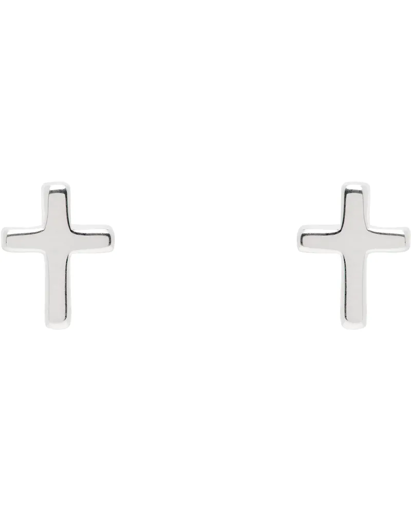 Stolen Girlfriends Club Tiny Stolen Cross Earrings Sterling