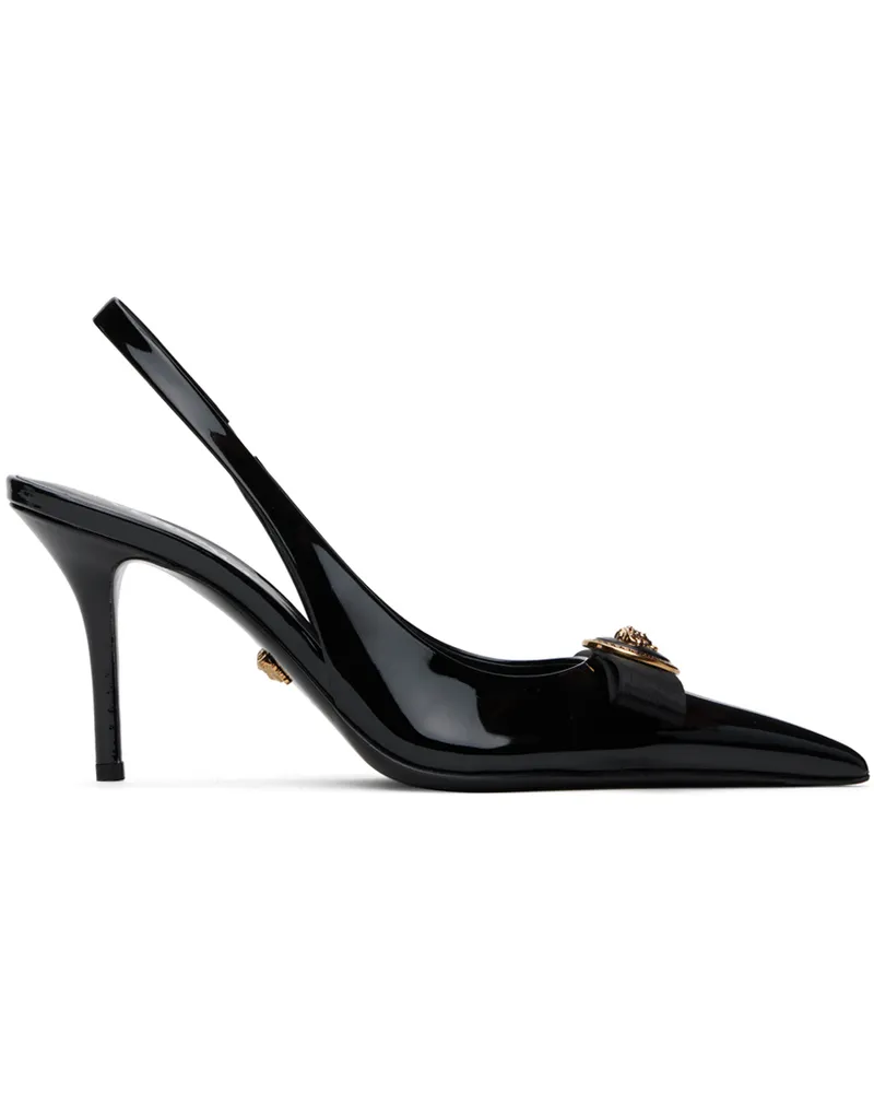 Versace Black Gianni Ribbon Slingback Pumps 1b00v-black-gold