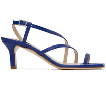 Blue Twist Strap Heeled Sandals