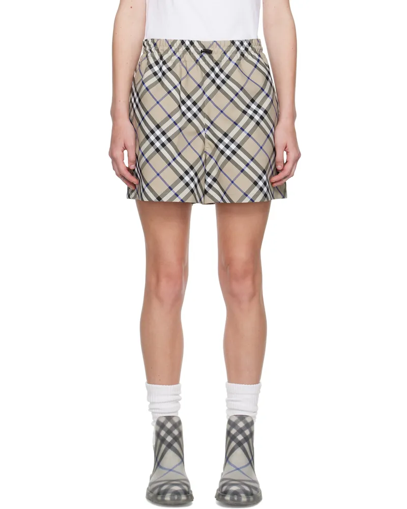 Burberry Beige Check Shorts Lichen