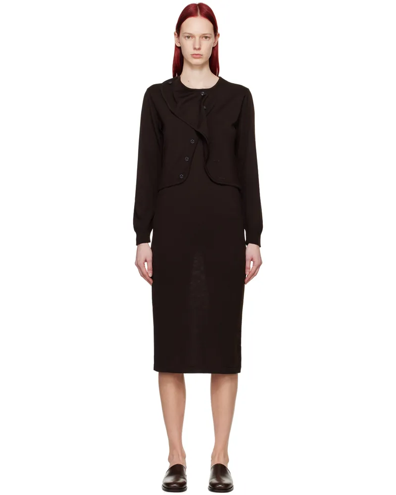 Christophe Lemaire Brown Layered Midi Dress Br462