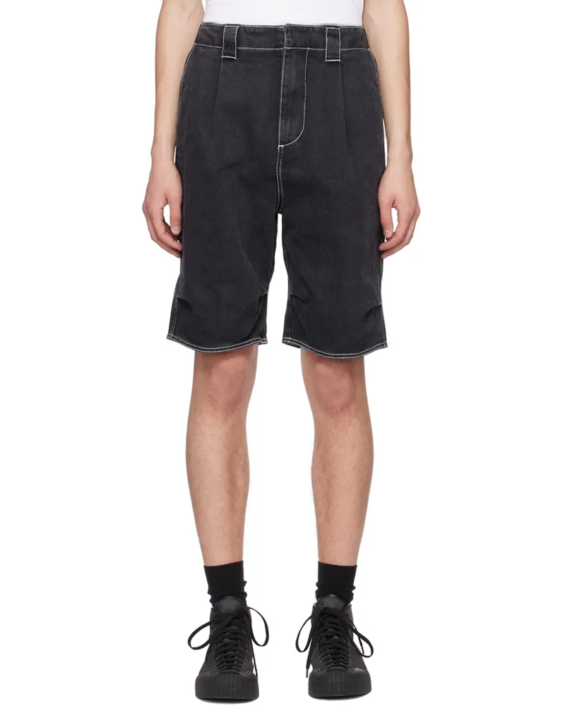 SUNNEI Black Pleated Denim Shorts 7628