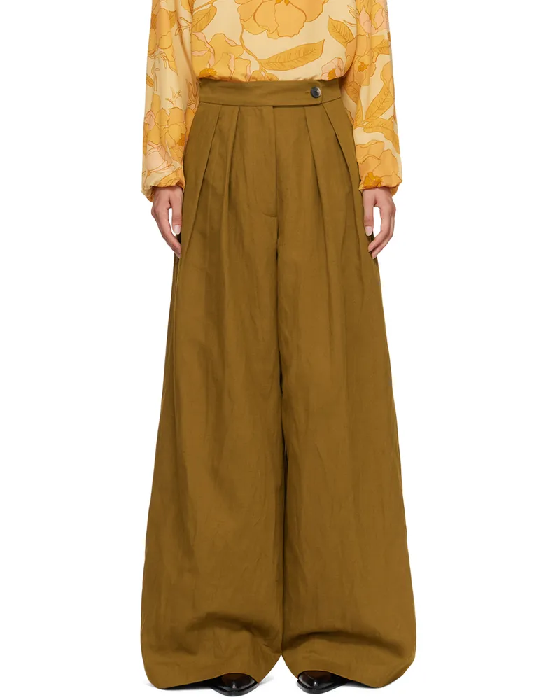 Dries van Noten Brown Pleated Trousers 105