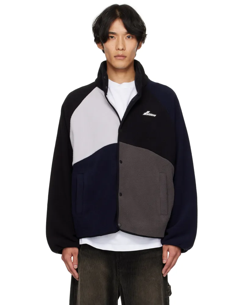 WE 11 DONE Multicolor Colorblock Fleece Jacket Black