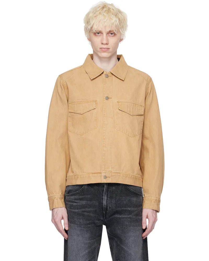 JieDa Beige Color Denim Jacket Beige