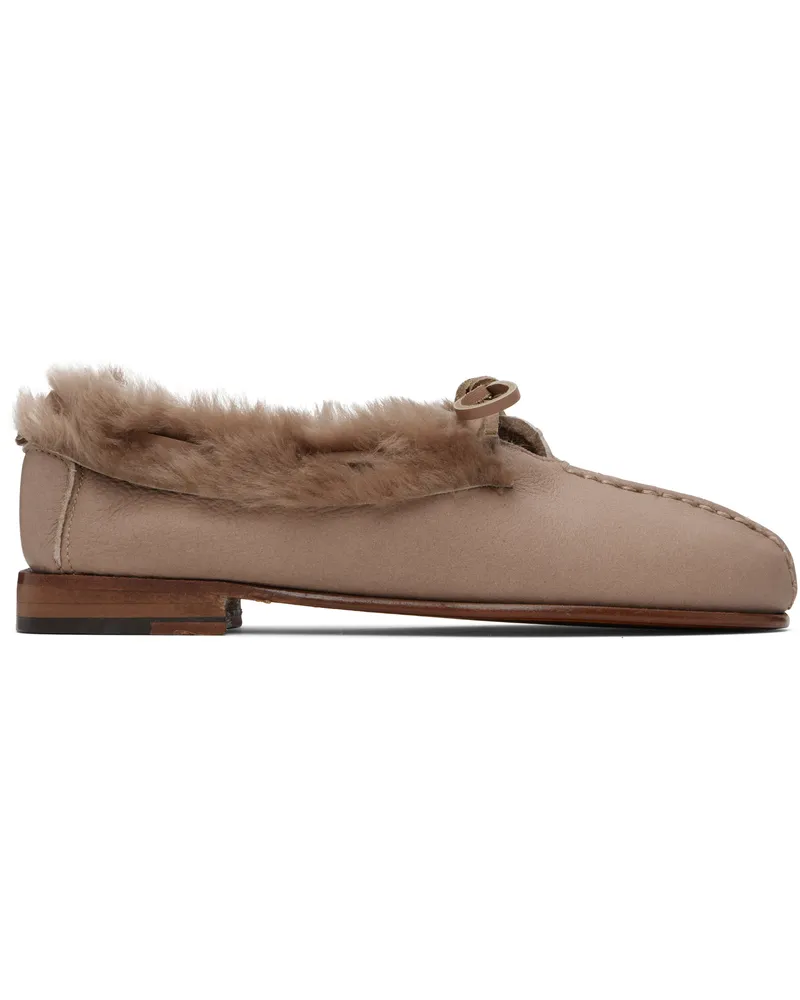 HEREU Taupe Tilla Shearling Loafers Taupe