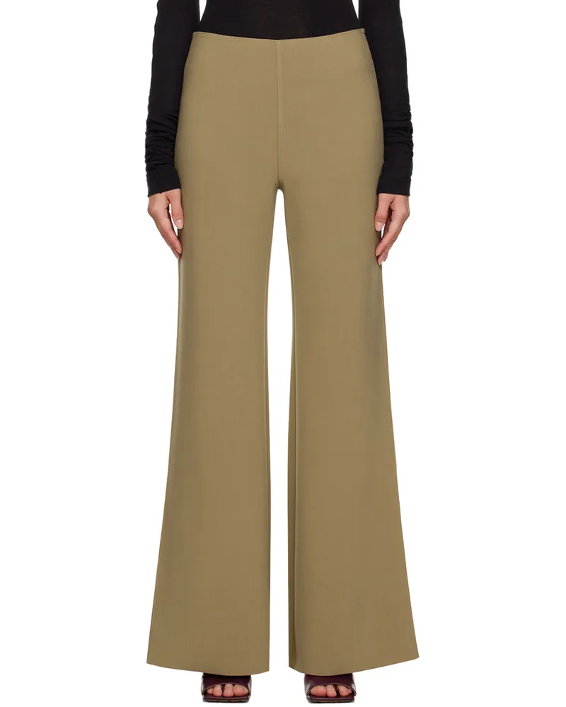 Birrot Khaki Wide Bootcut Trousers Khaki