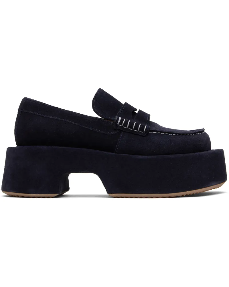 J.W.Anderson Navy Suede Platform Slip-on Loafers 888