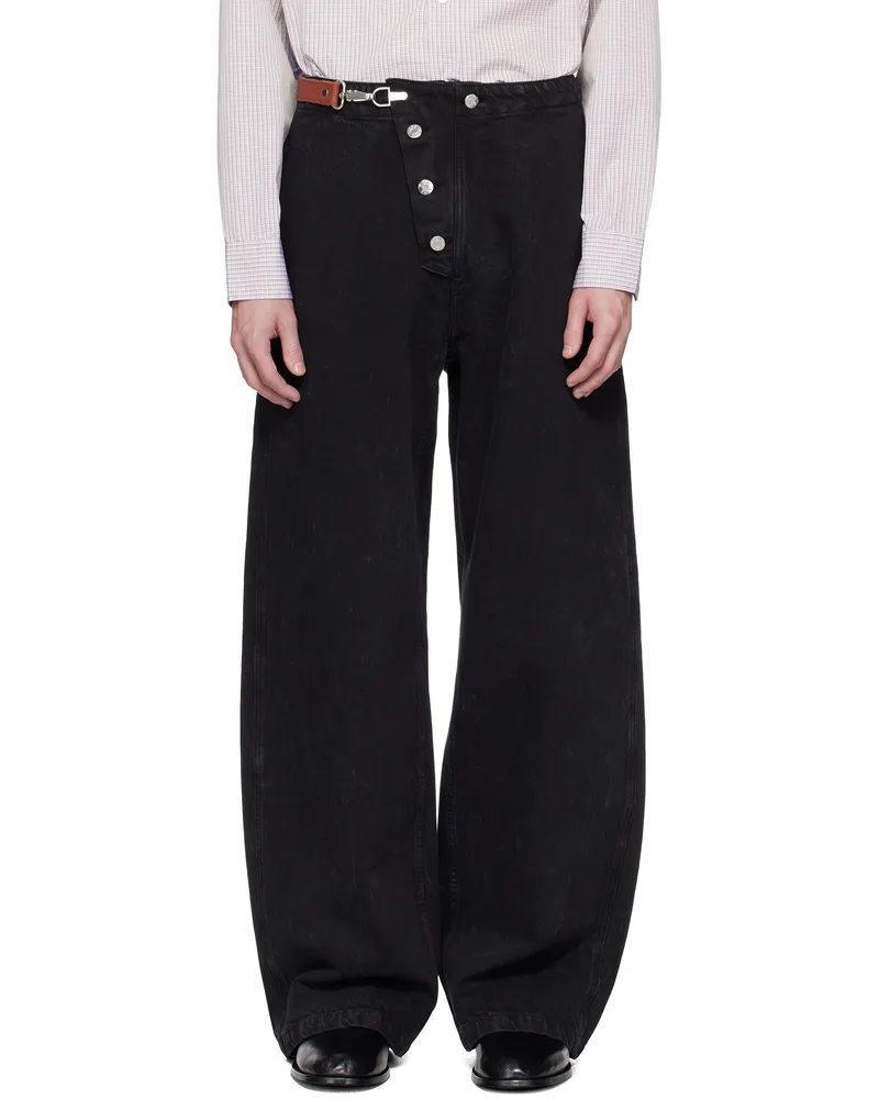 Hope Black Loose Fireman Denim Trousers Black