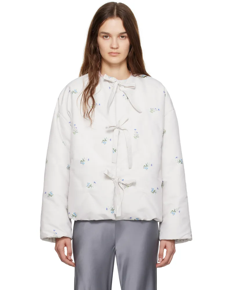 SLEEPER White Ukiyo Puffer Jacket Flower