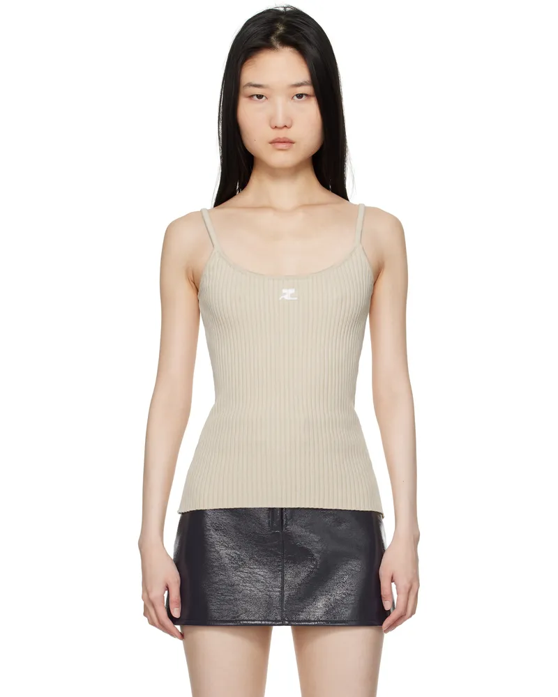 Courrèges Beige Reedition Knit Tank Top 1007
