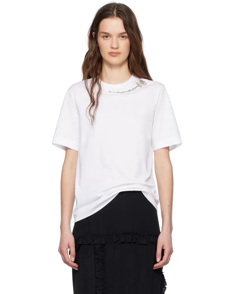 Simone Rocha White Embellished Flower T-shirt White