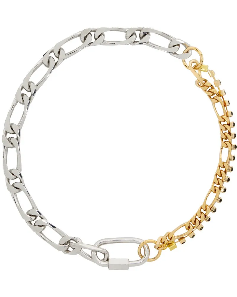 In Gold We Trust Paris Silver & Gold Crystal Figaro Necklace Silver