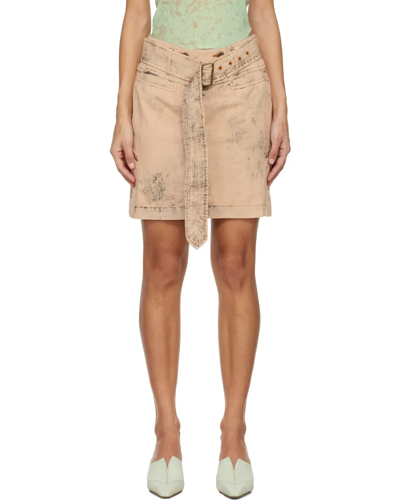 Charlotte Knowles Beige Issa Denim Miniskirt Buff