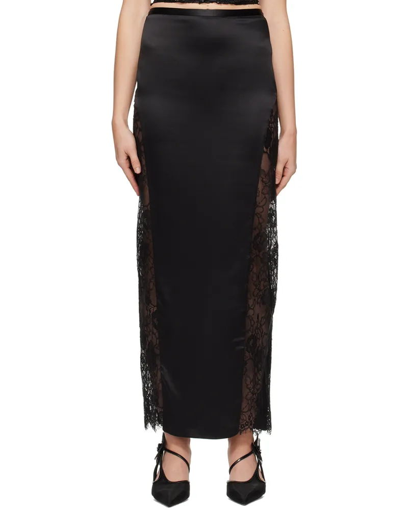 Fleur Du Mal Black Paneled Maxi Skirt 0100