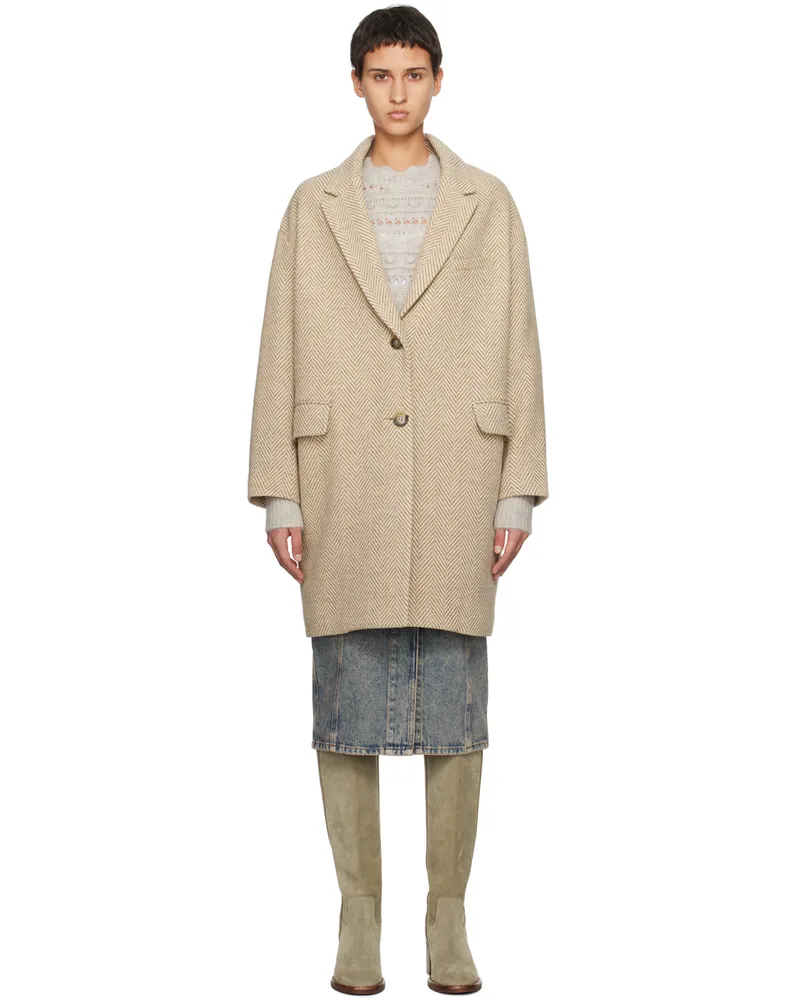 Étoile Isabel Marant Beige & White Limiza Coat 50tf