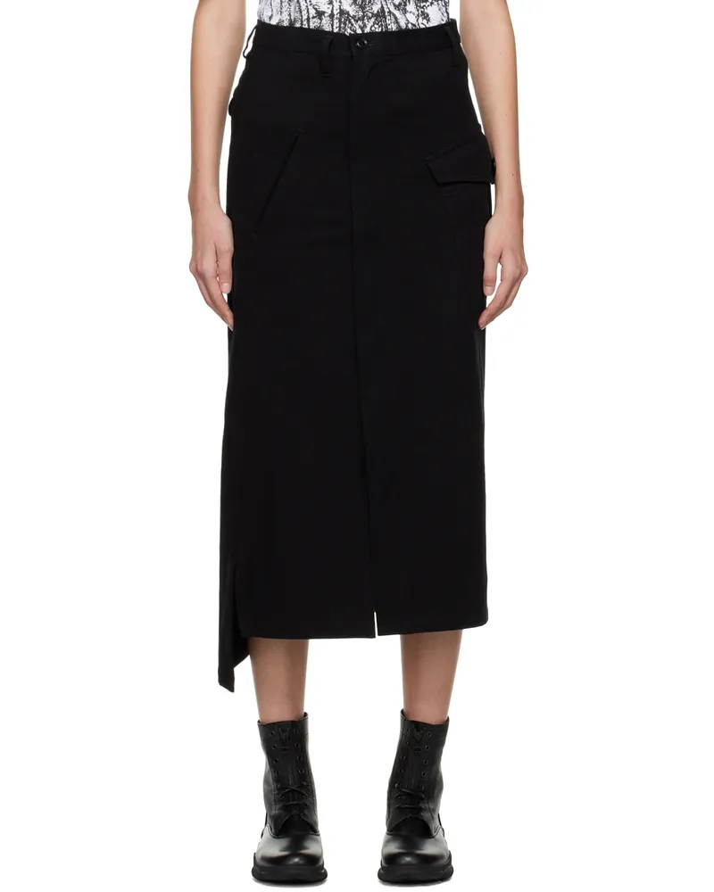 Yohji Yamamoto Black Sundried Washer Maxi Skirt 2