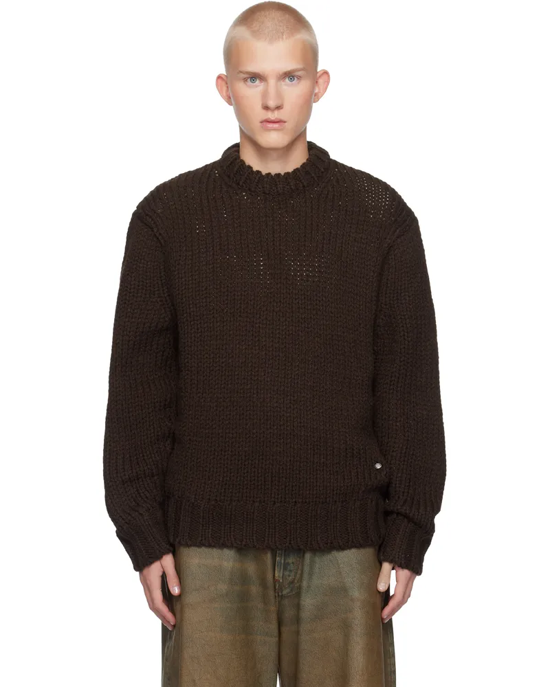 WE 11 DONE Brown Chunky Knit Sweater Brown