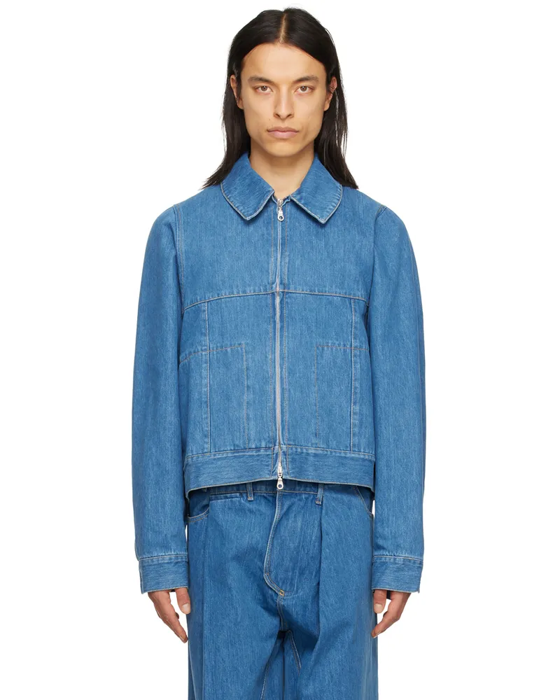 Bianca Saunders Blue Bowl Denim Jacket Washed