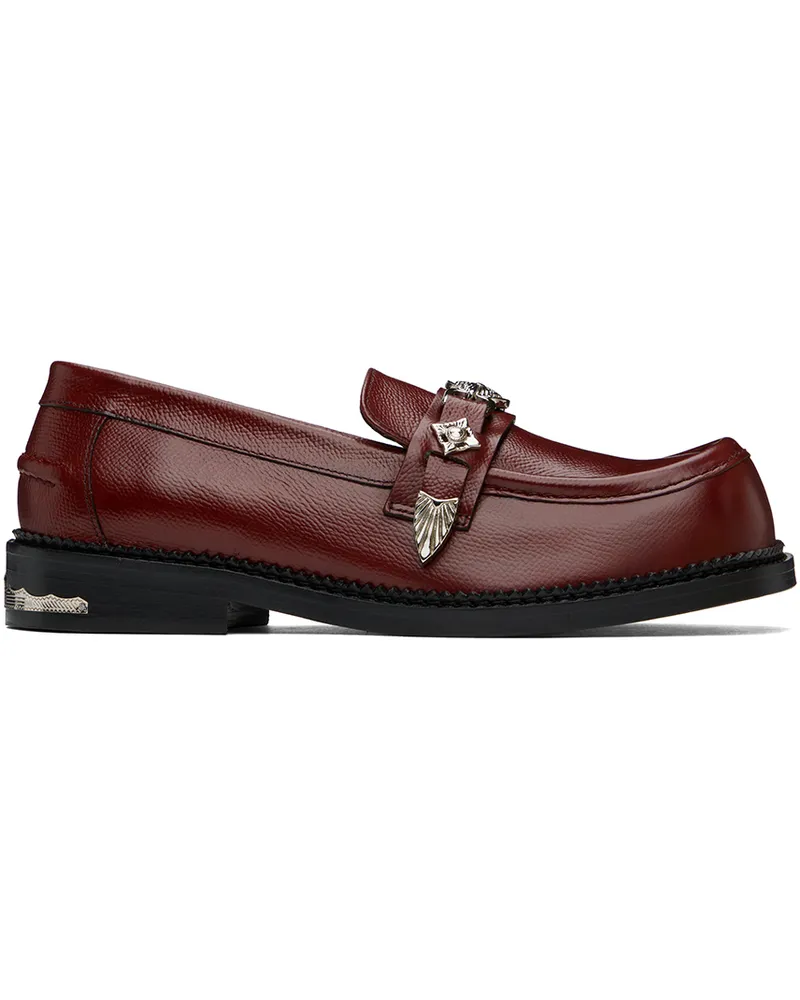 Toga Burgundy Grained Leather Loafers Burgundy