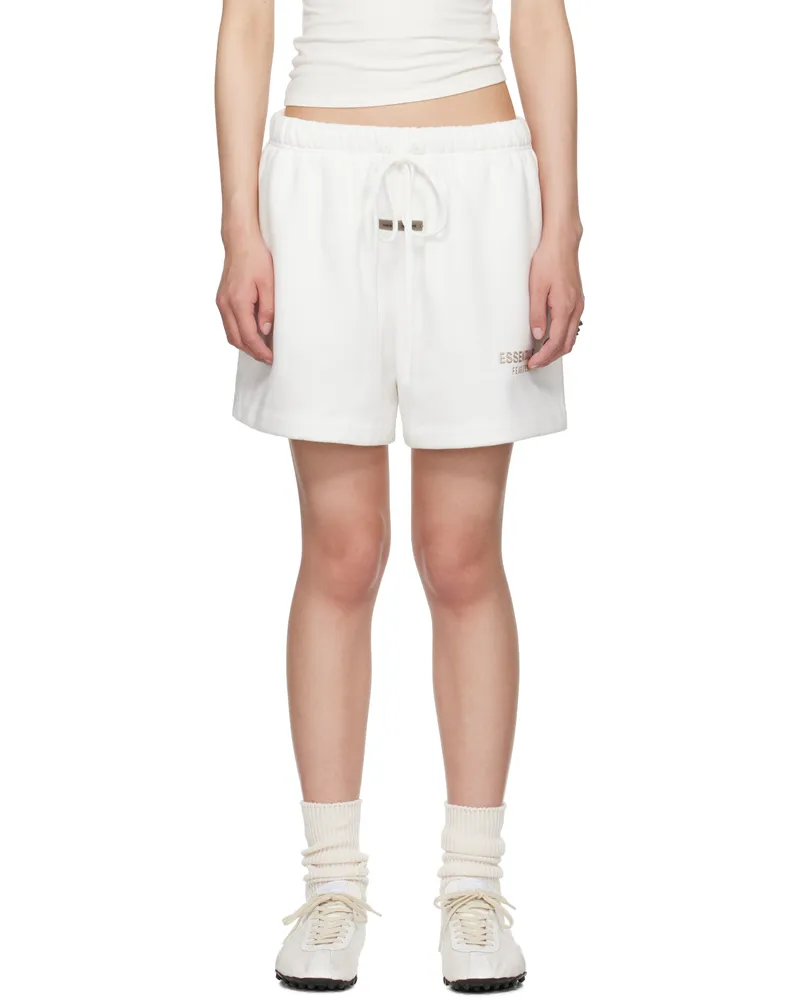 Fear of God White Soccer Fleece Shorts Cloud
