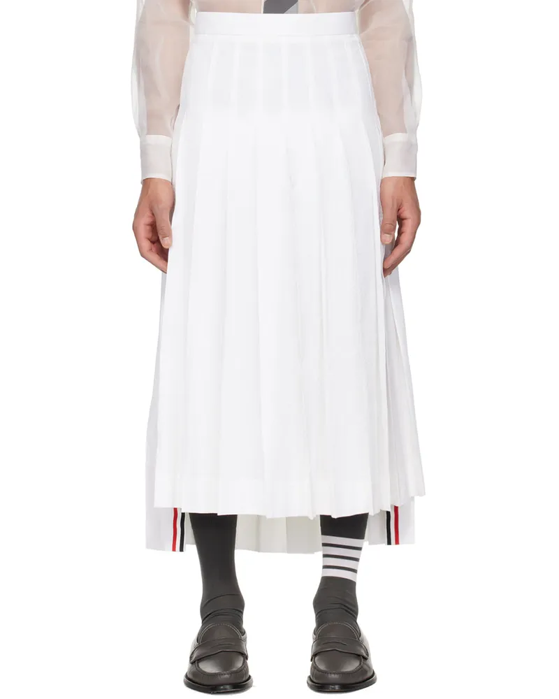Thom Browne White Pleated Midi Skirt 100